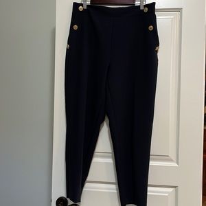 Zara Buttoned Straight Leg Pants in Navy. Size XL